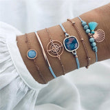 NEWBUY 23 Style Mix Turtle Heart Pearl Wave LOVE Crystal Marble Charm Bracelets for Women Boho Tassel Bracelet Femme Bijoux